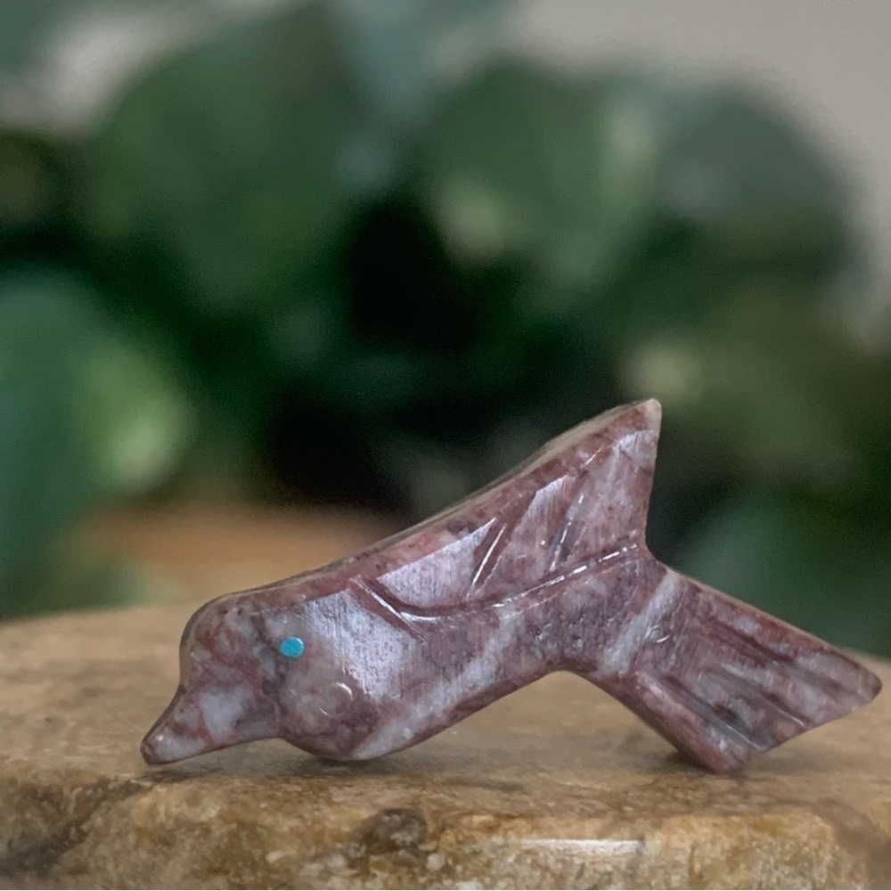 Zuni Style Bird Fetish Bead Drilled Stone Native American Mini Animal Carving 1"